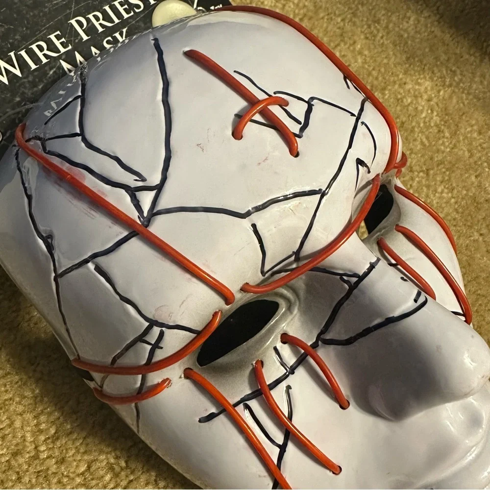 Halloween Scary Mask Priestess Cosplay Led Mask EL Wire Light up Halloween Party